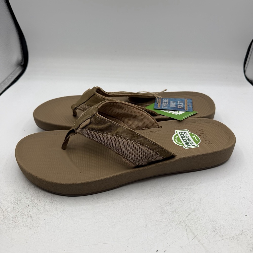 Sanuk Cosmic Seas Mesh Flip Flops Mens Sz 13 Tan Brown Thong Sandals 1152872 NWT - Picture 6 of 11